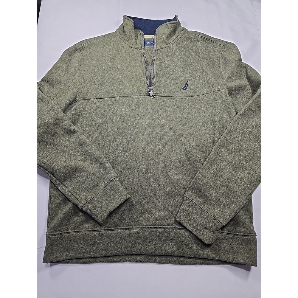 Nautica 1/4 Zip Fleece‎ Sweater Green Golf Old Money Men's Small